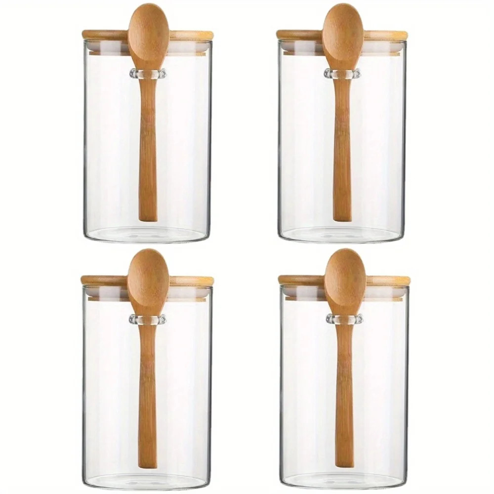Overnight Oats Containers with Lid 1/2/3/4Pack 16Oz Airtight Glass Jars with Spo