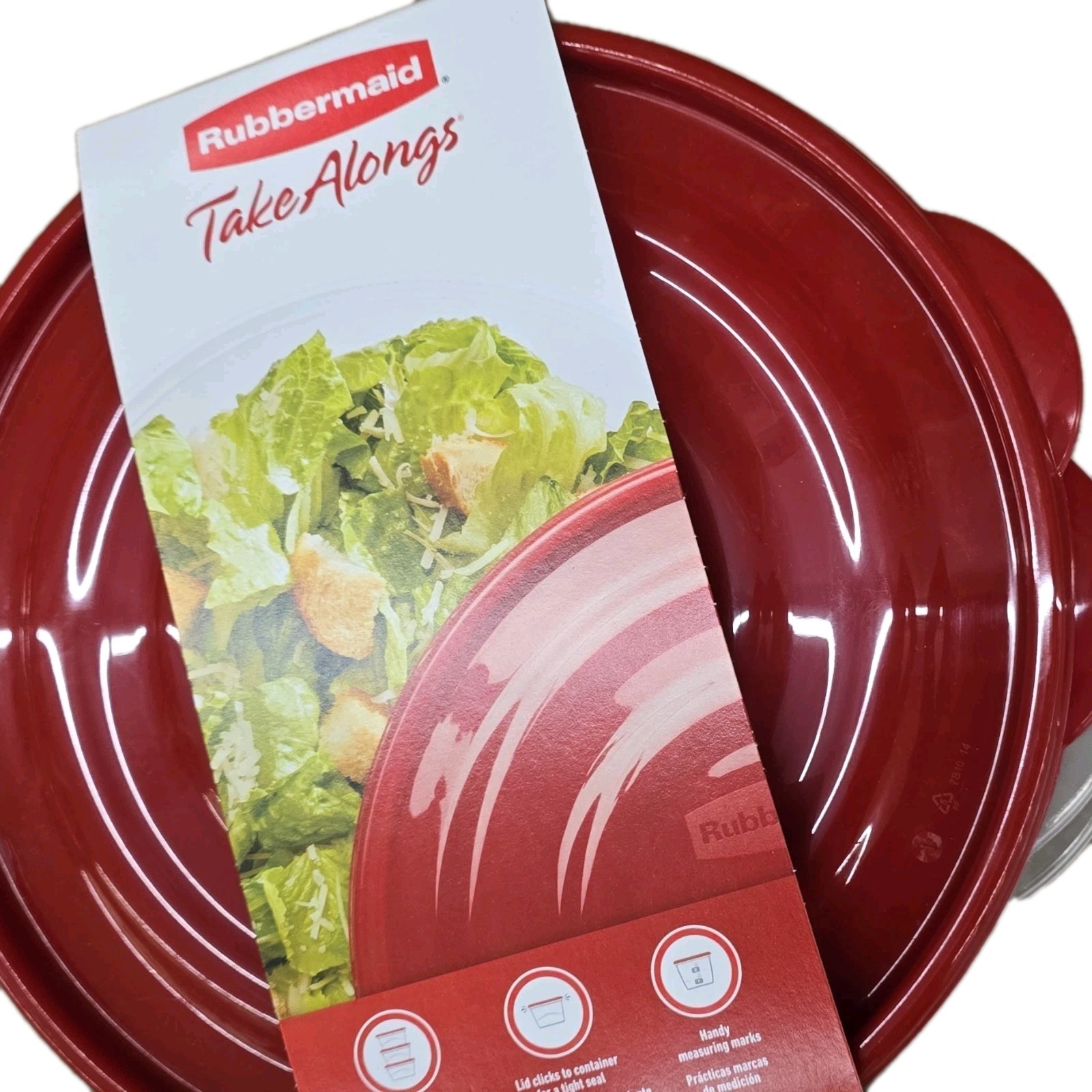 Rubbermaid TakeAlongs Round 10.2 Cup Bowl w/ Snap Lid Red/Clear Plastic