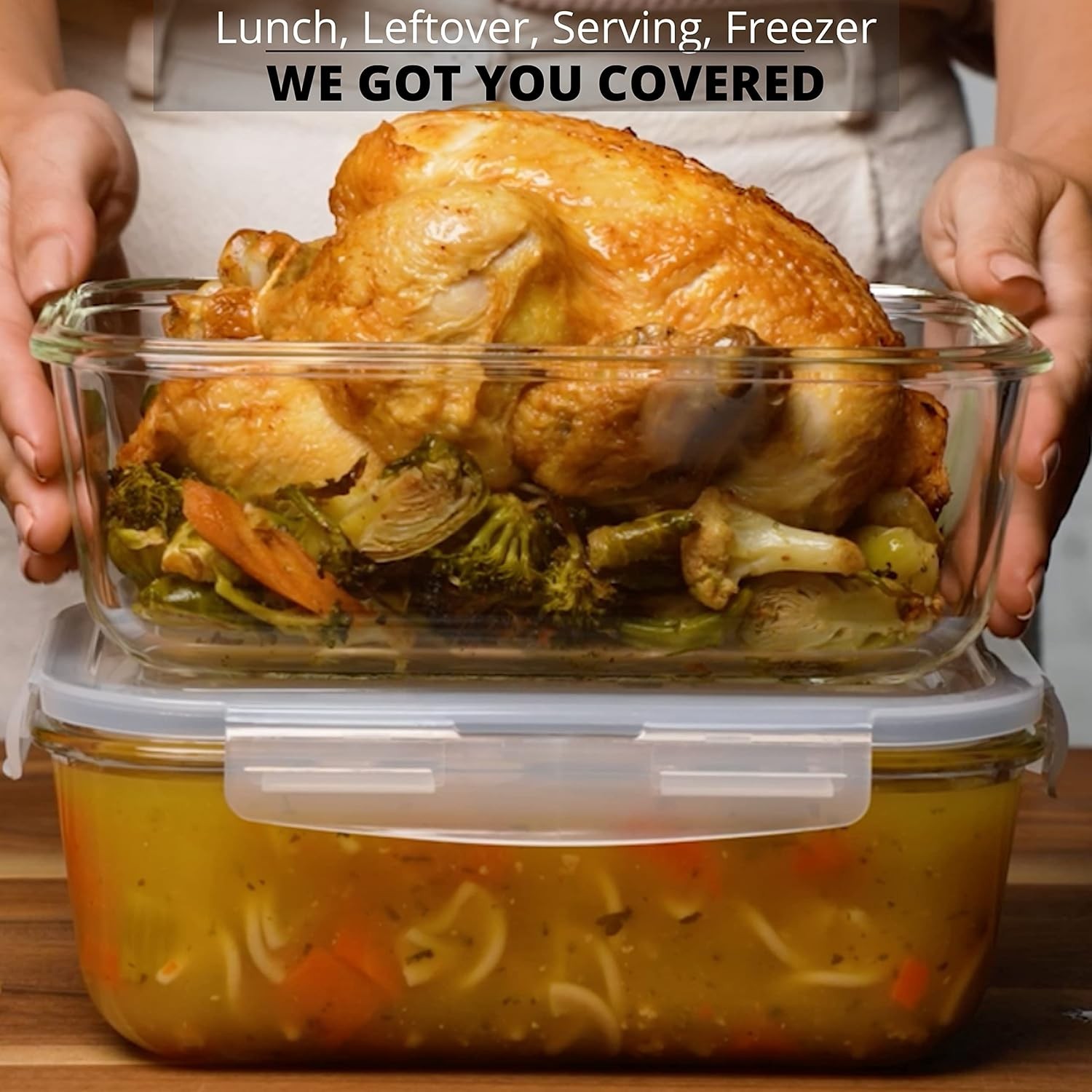 Clear 8 Cup Glass Containers with Locking Lids – Ideal for Meal Prep & Baking