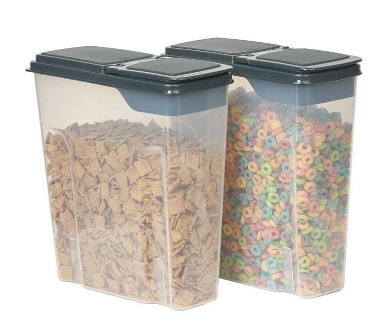 Mainstays 2-Pack Cereal Keeper, Plastic, 24 Cup – Dark Gray Lid