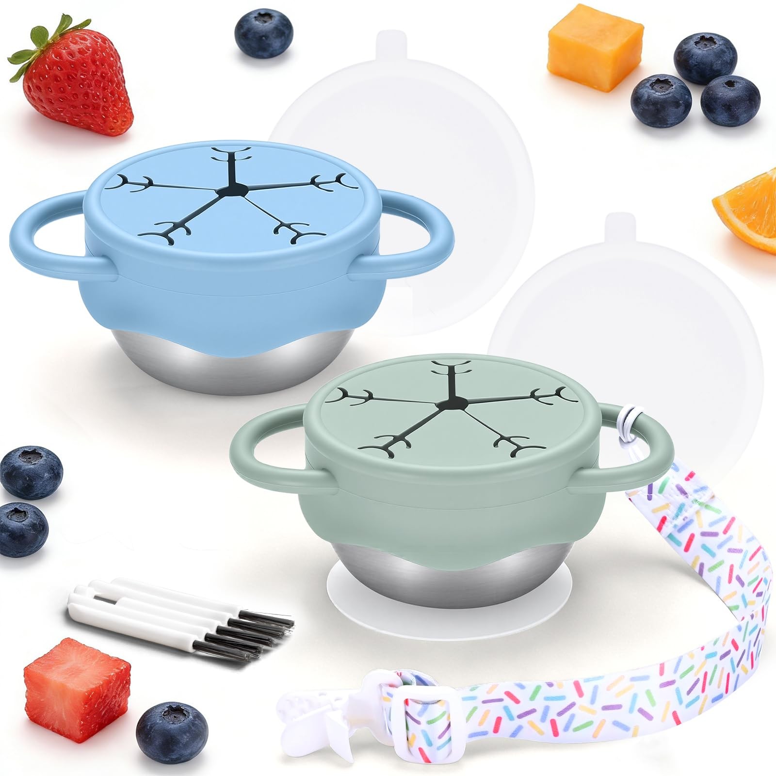 2 Pack Stainless Steel Snack Containers for Toddlers with Spill-Proof Silicon…