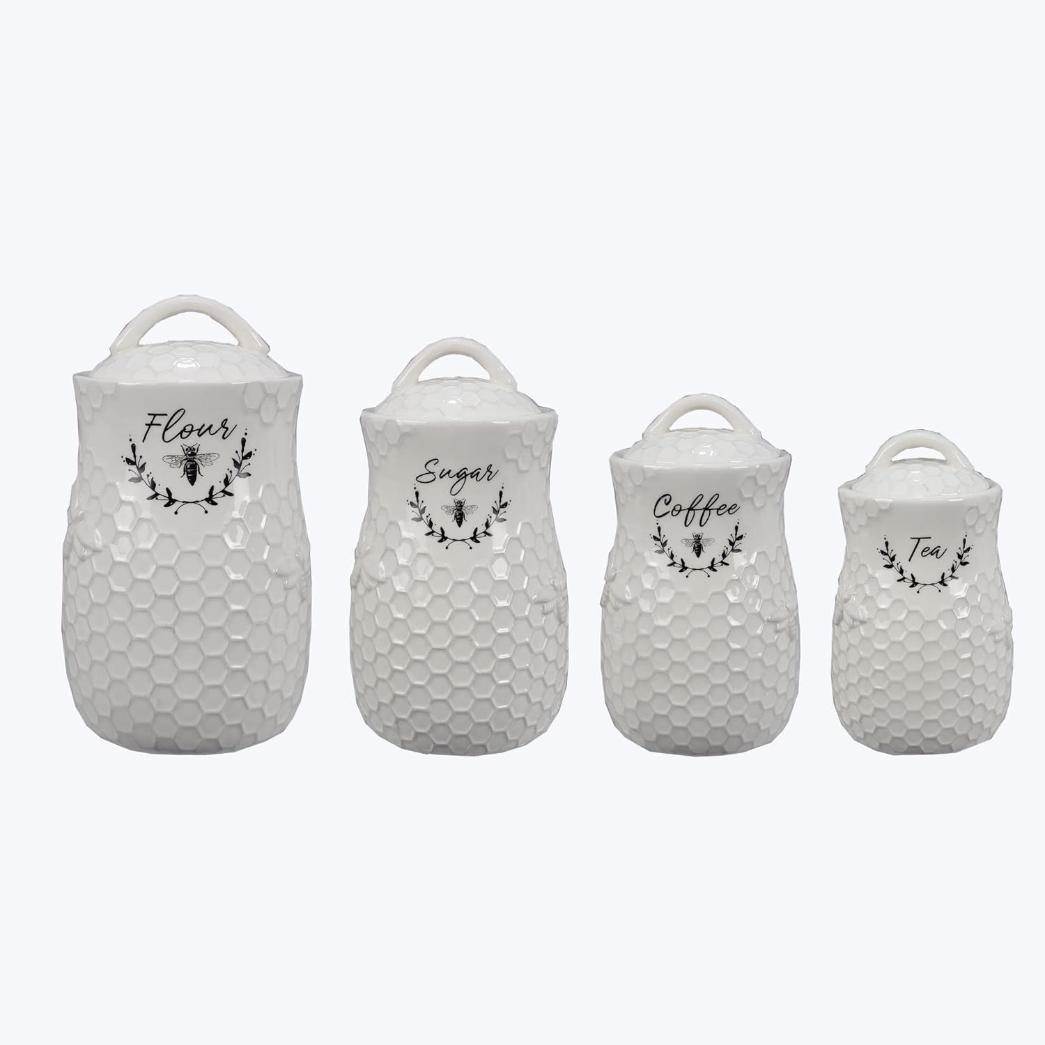 Ceramic Honey Bee Canisters, 4 pc/set