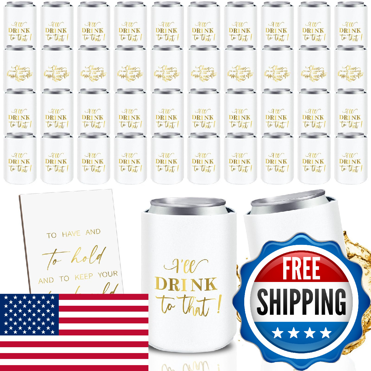 SiliFine 101 Pcs Wedding Can Cooler Bulk Engagement Party Favors for 100 Guests
