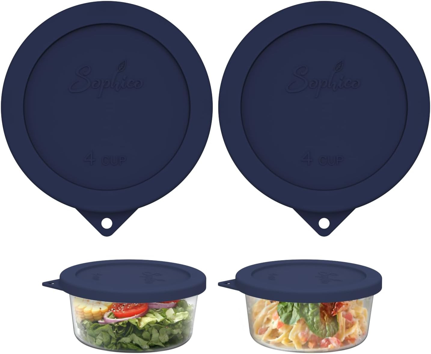 4 Cup round Silicone Storage Cover Lids Replacement for Anchor Hocking and Pyrex