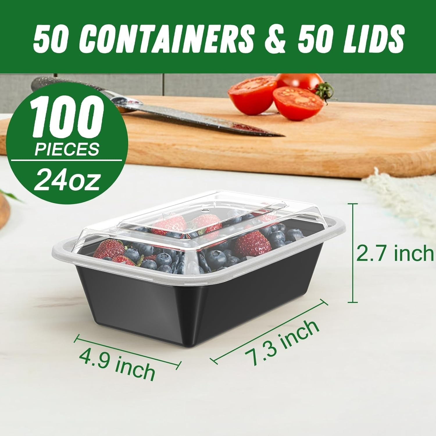 Versatile 50-Pack 24 oz Leakproof Food Storage Containers – Dishwasher Safe