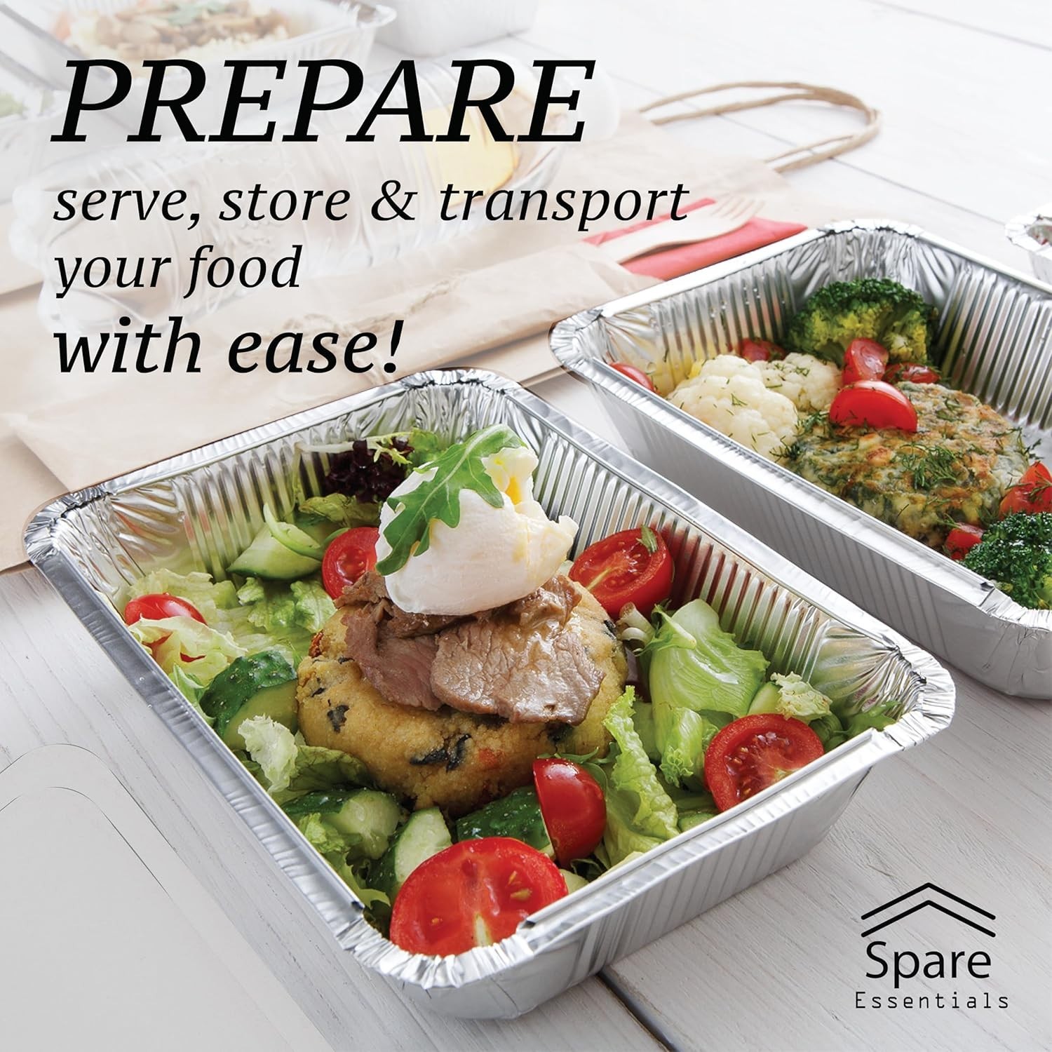 110 Pack Aluminum Pans with Cardboard Lids – Meal Prep Trays