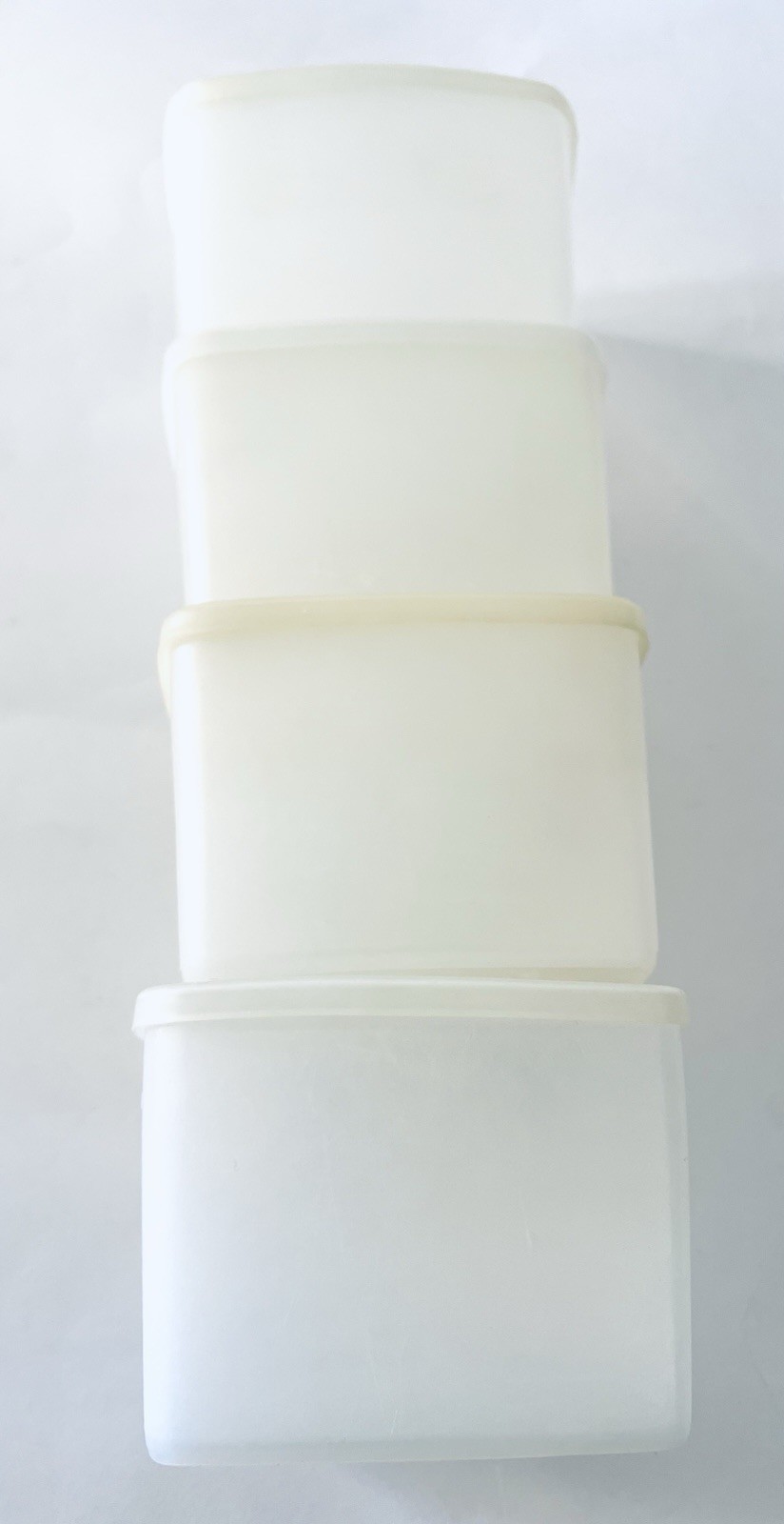 VTG Tupperware White Square Storage Containers Lot of 4 w/ Lids #312 #310 USA