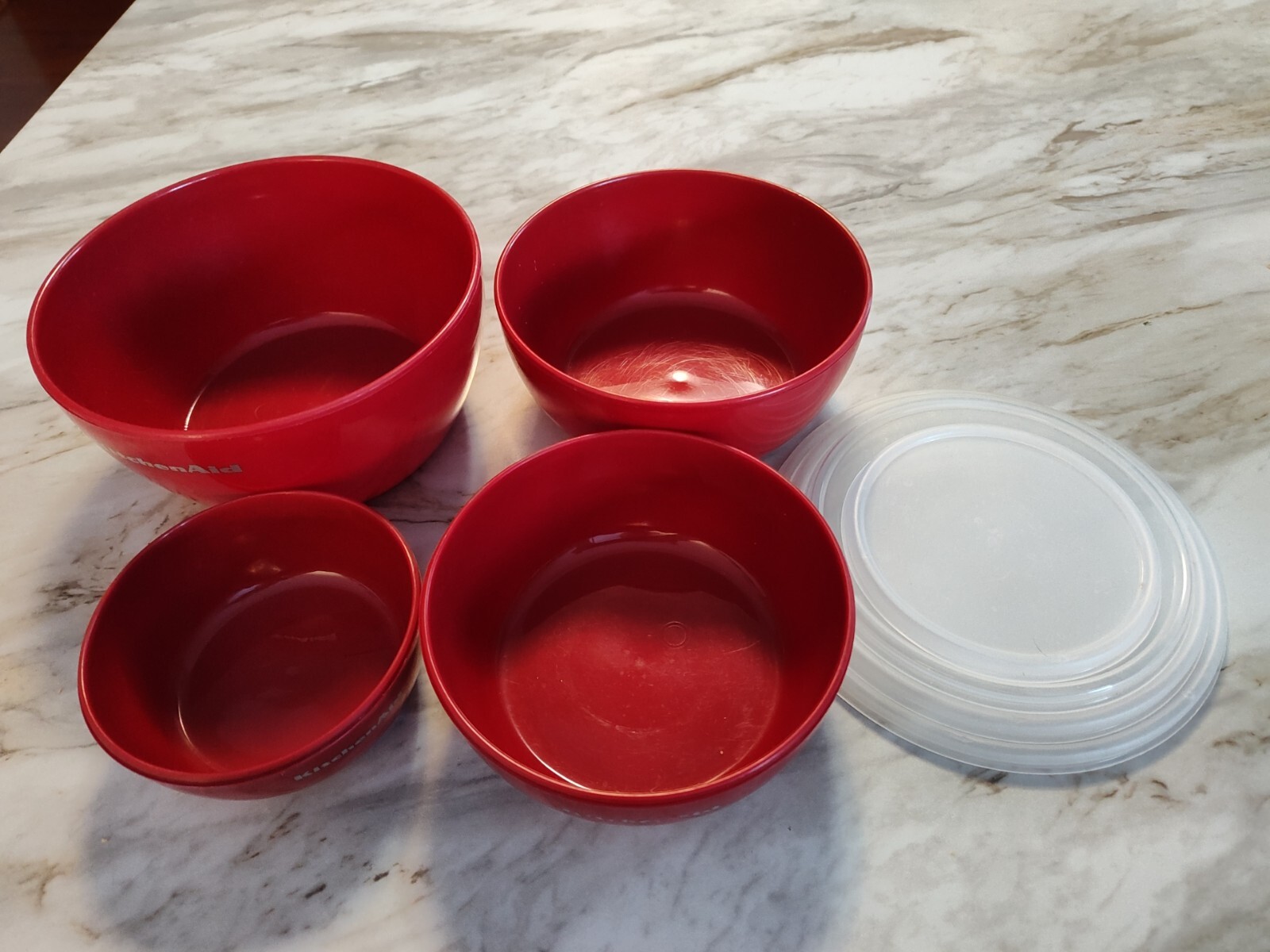 Kitchen Aid Prep Bowls Set with Lids 8 Pieces Solid Red 1 2 3 4 Cup Bowls