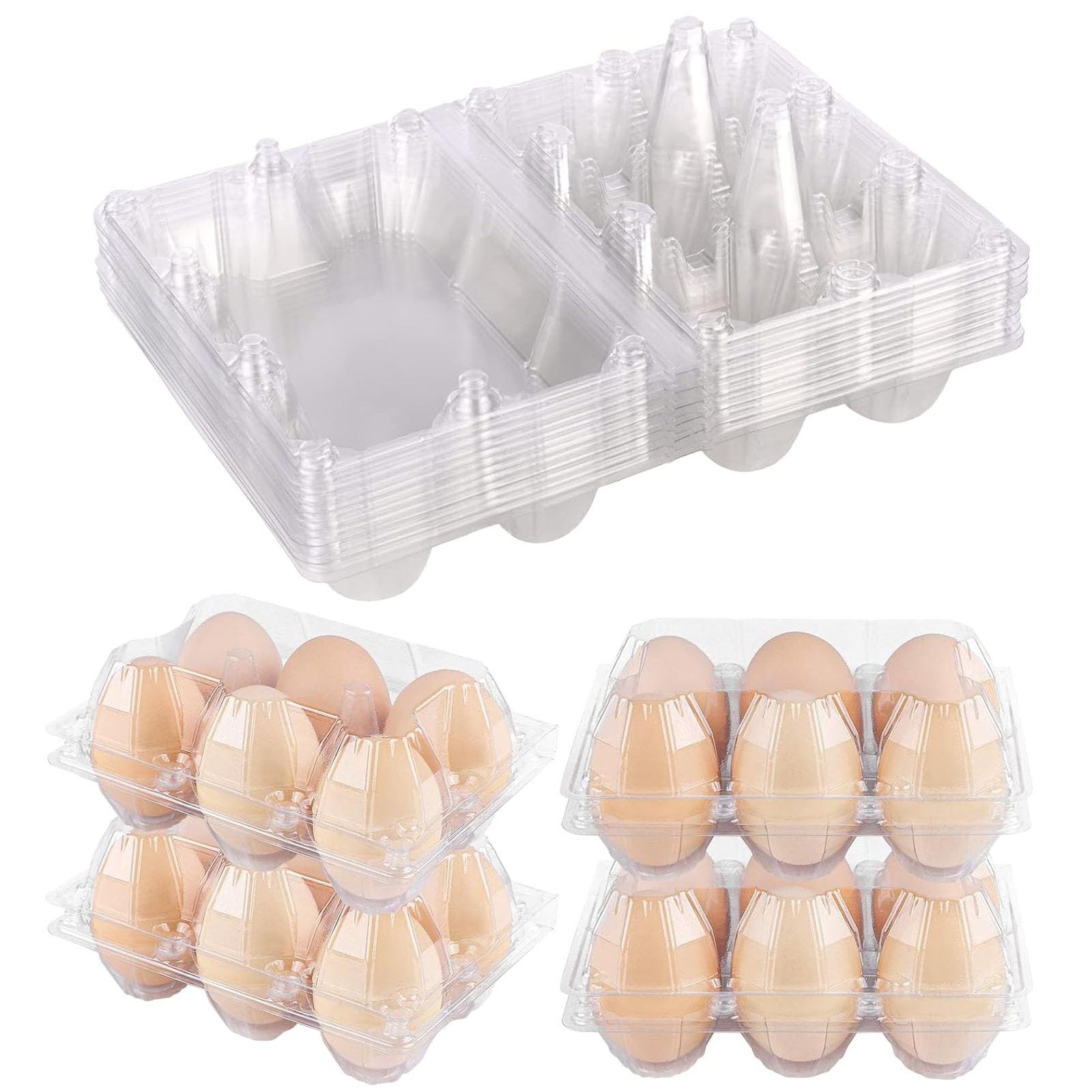 6 Egg Carton Clear Plastic Reusable Holder Tray 12 Pack For Farmers Market Displ