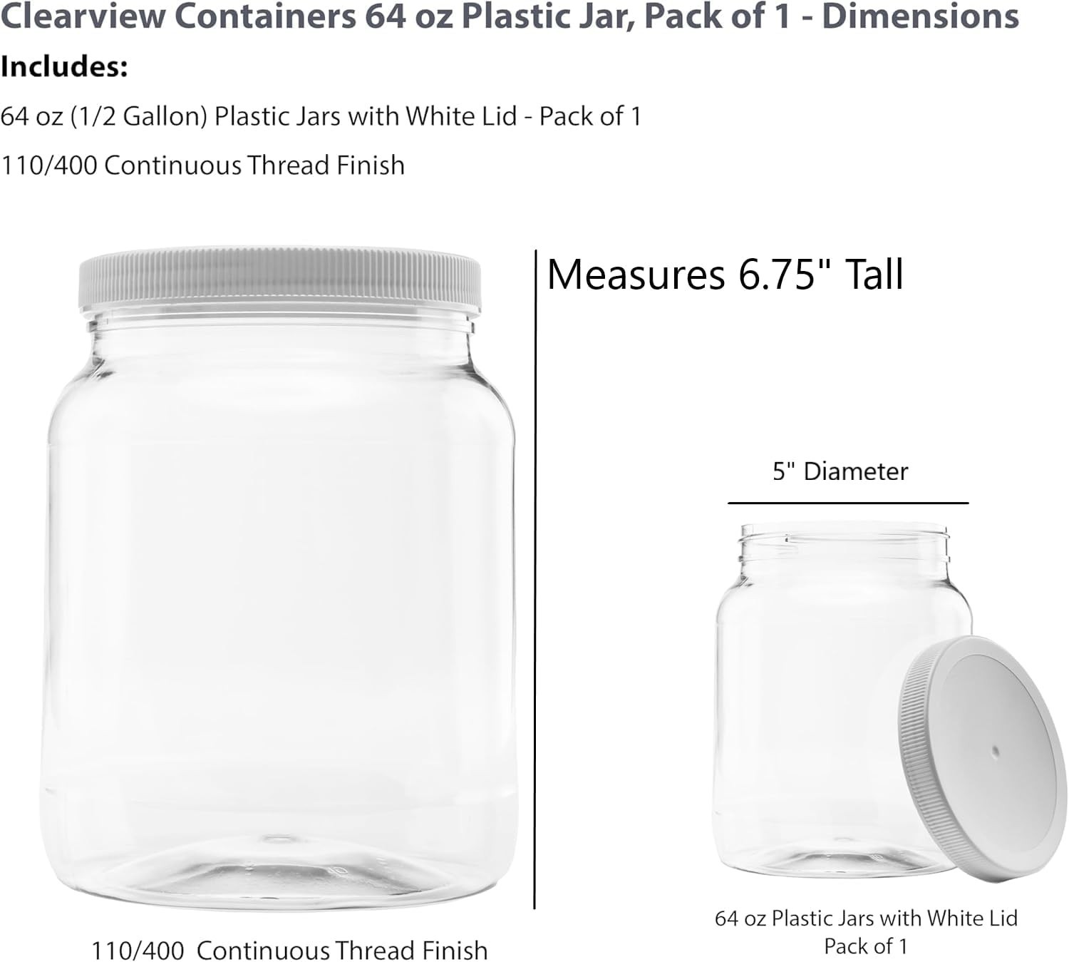 Plastic Storage Jars with Leak Proof Lids 64oz BPA Free Air Tight Kitchen Org…