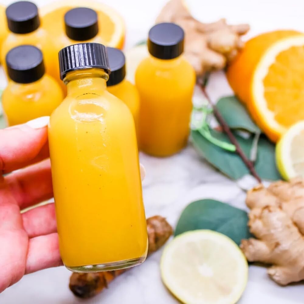 14 Pack 2oz Small Ginger Shot Bottles with Lid Caps Reusable Glass Bottles
