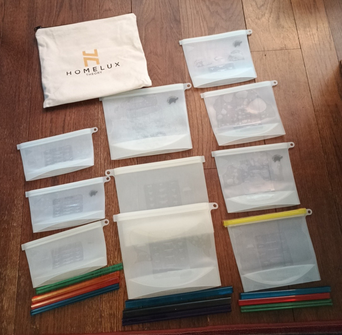 Lot 10 Homelux Net Zero Co Silicone Sealer Bags w Slide Closures Different sizes
