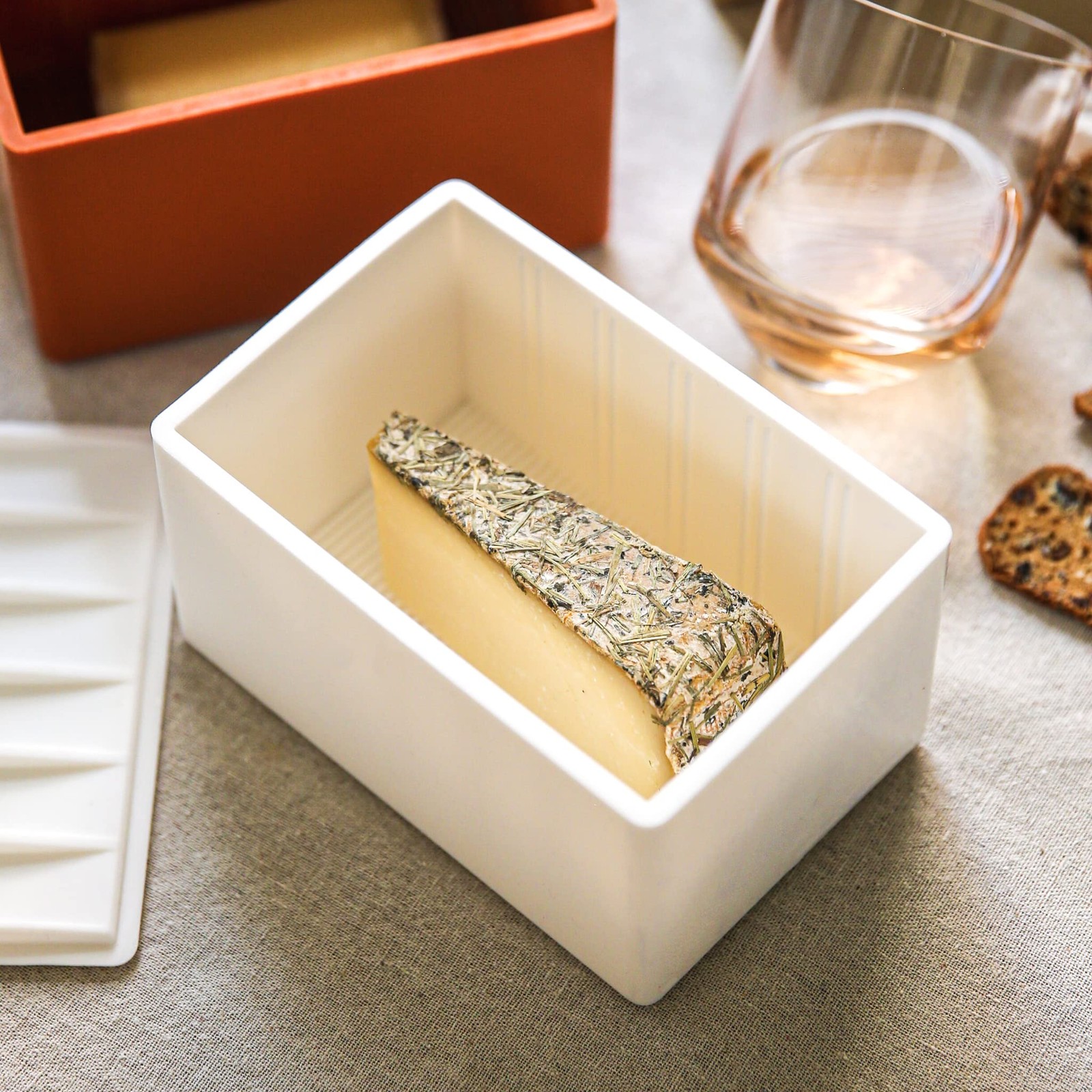Cheese Vault With Divider Reusable Artisan Cheese Storage Container For Fridge F