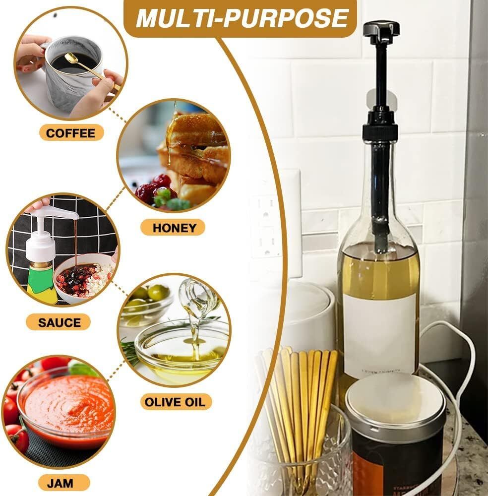 10 Pcs Gold Coffee Syrup Pumps Compatible With 25.4 Oz/750ml Bottles Great For H