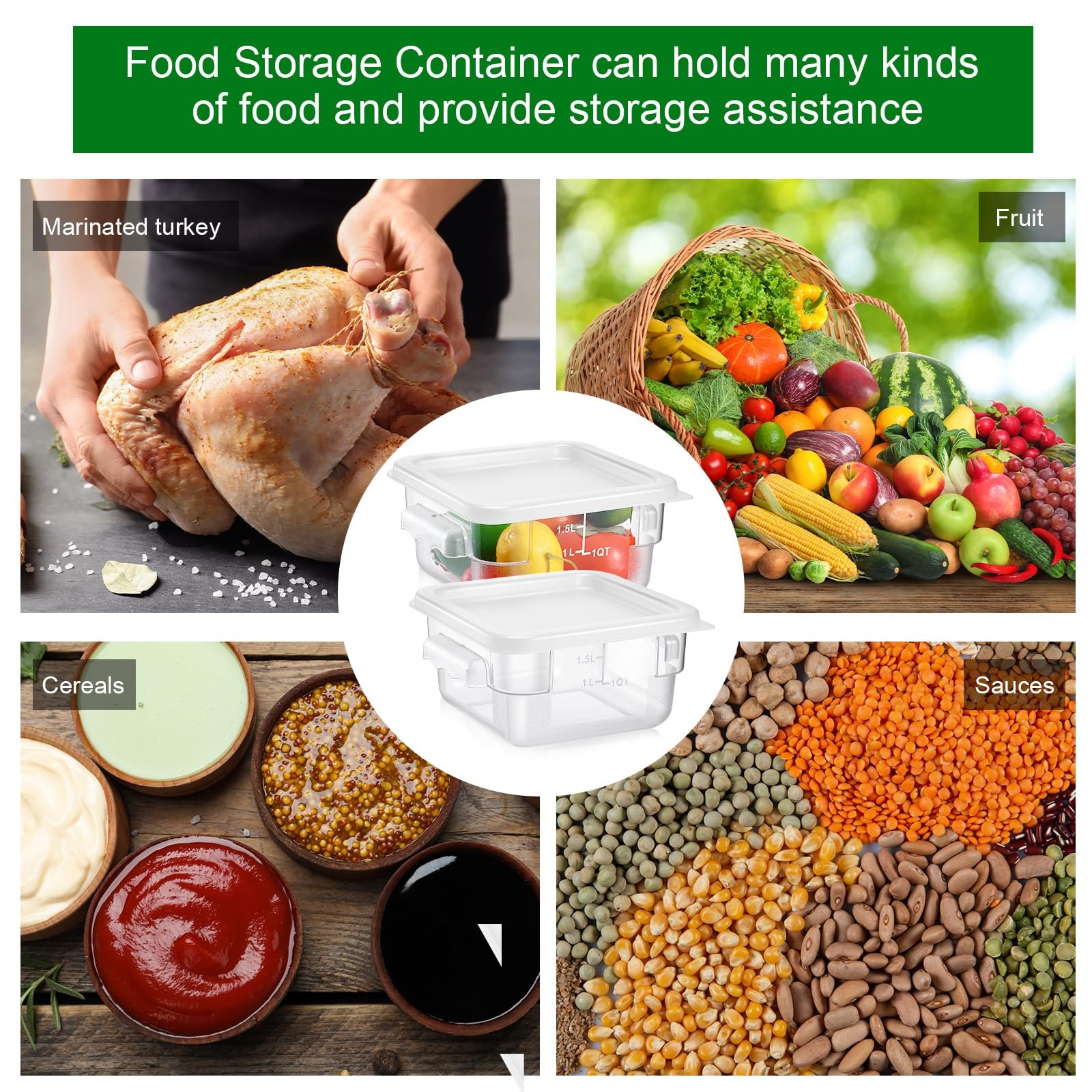 2 Pieces Square Food Storage Containers Polycarbonate Clear food Container wi…
