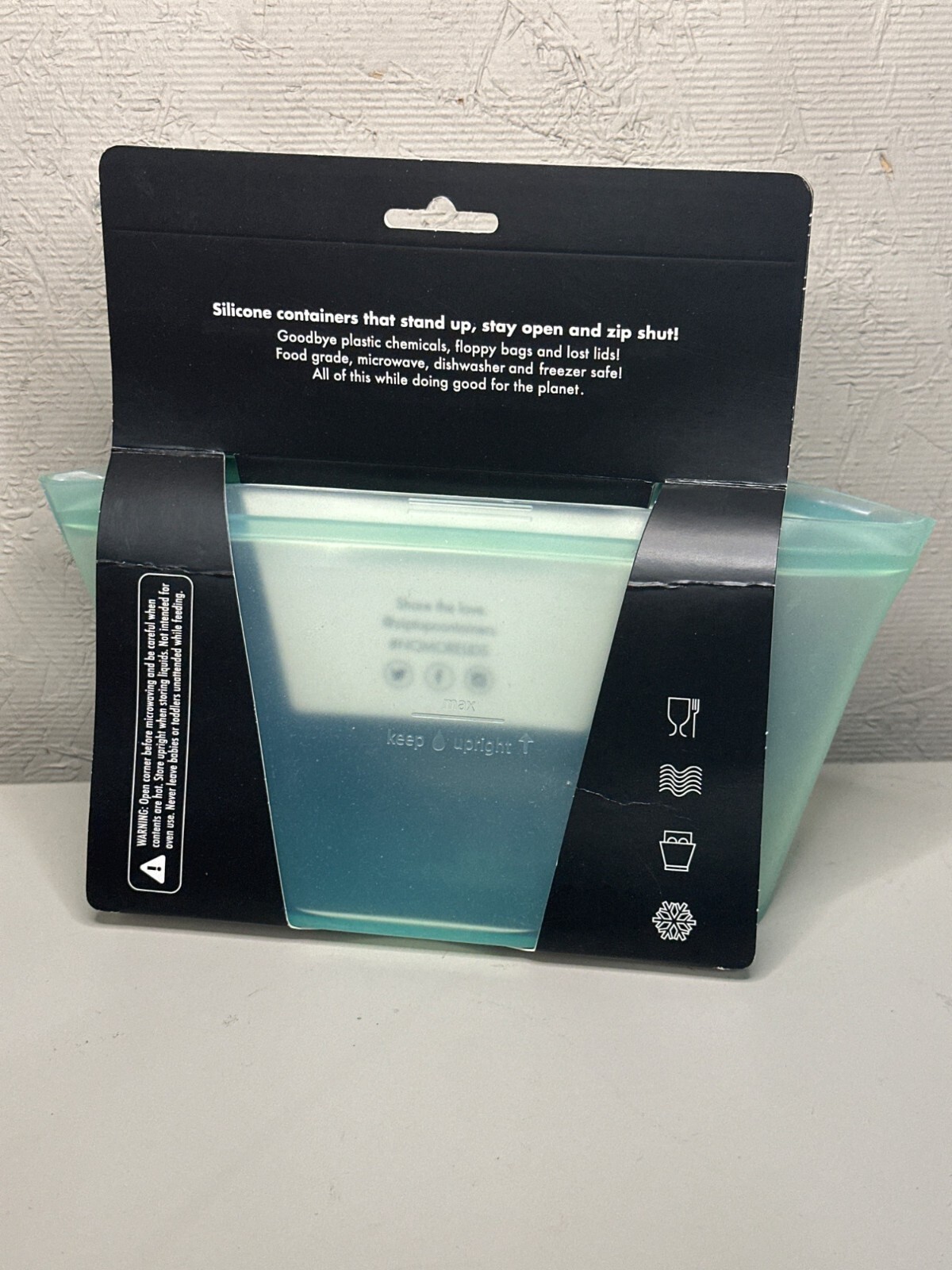 Zip Top Large Dish 32 Oz Teal Silicone Reusable Container
