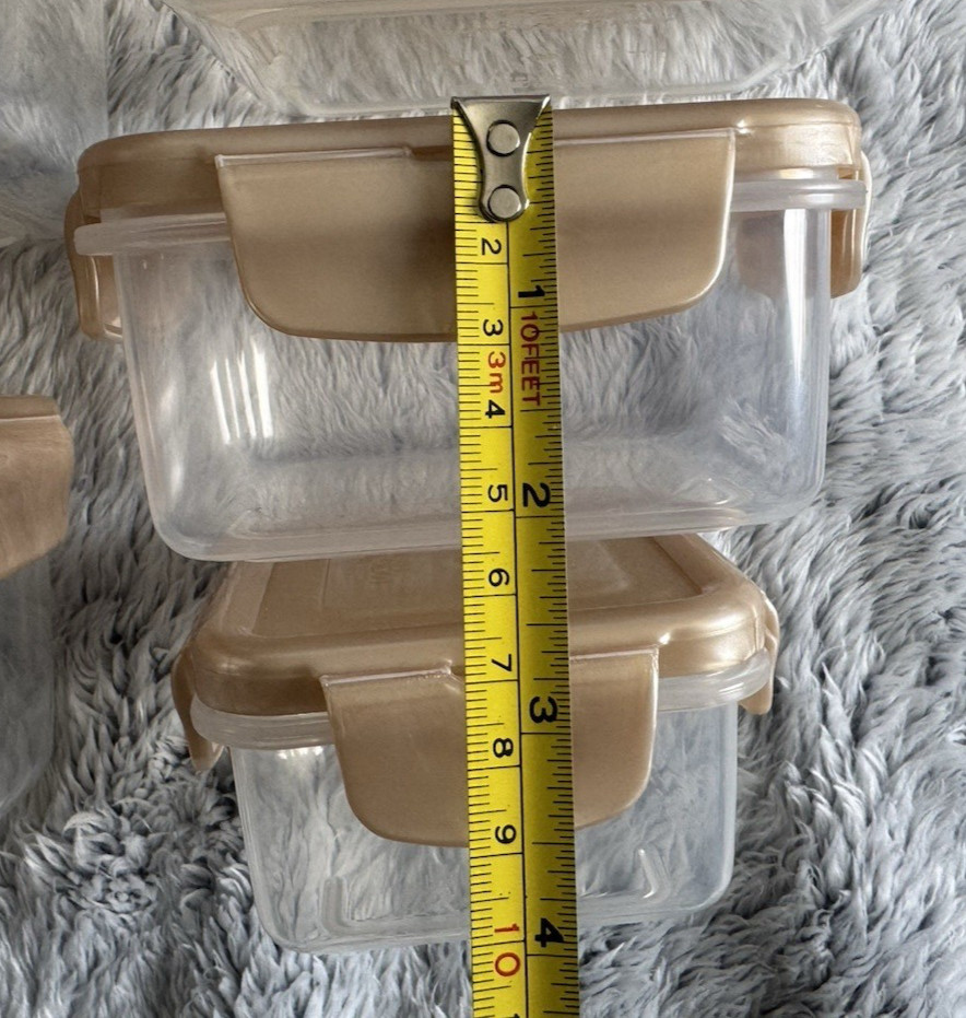 Lock n Lock 5 pc Square Nestable with Handle Lid GOLD Golden Sand NEW