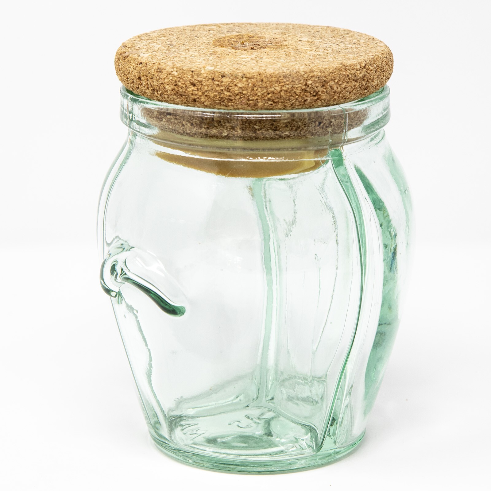 Rare Vintage Green Glass Triple Divided Jar Cork Lid Made in Italy SVE
