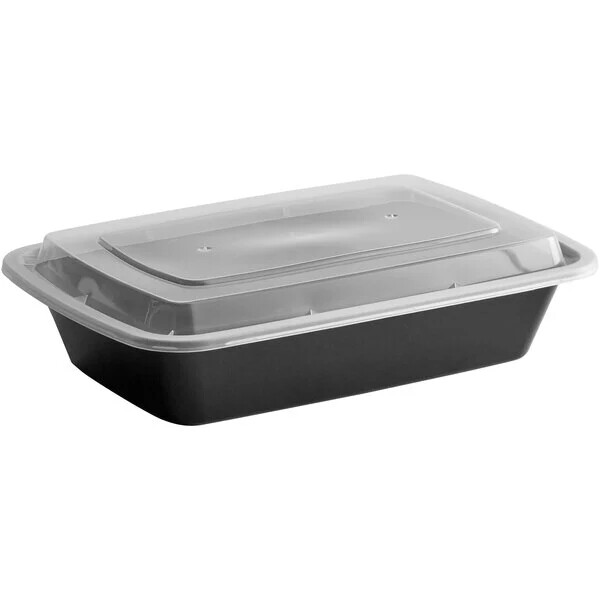 28oz Rectangle Microwavable Heavy Weight Container w/ Lid 8 3/4 x 6 1/4 x 1 3/4″