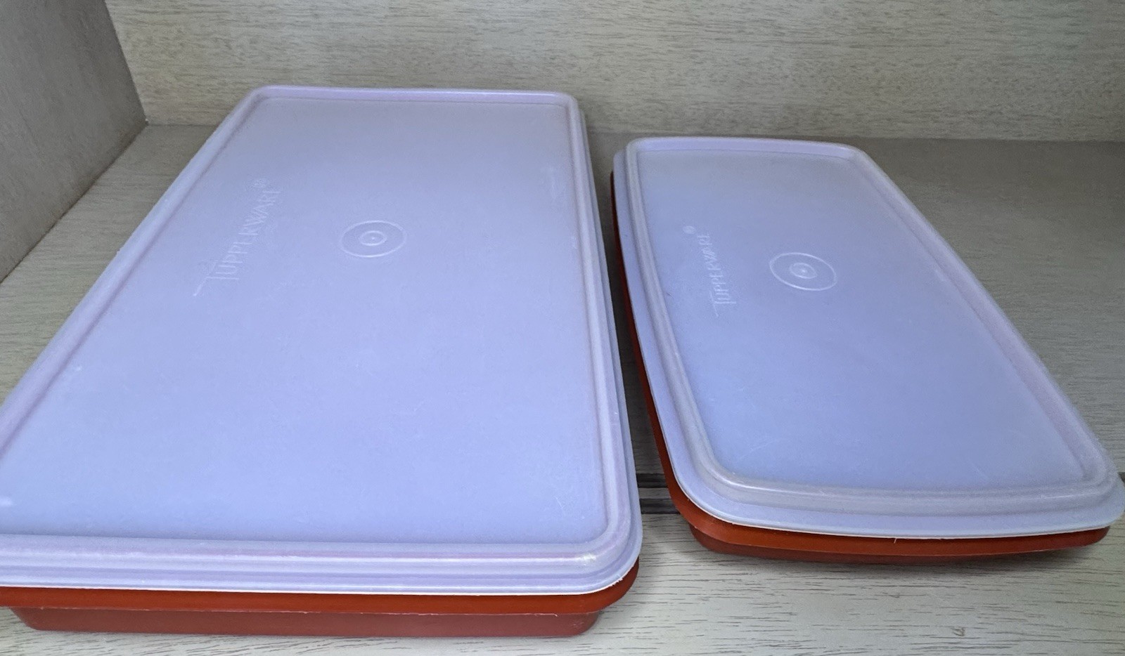 Vintage Tupperware Paprika Rectangle Keepers Storage #816 9×5″ #794 11×7″ Euc