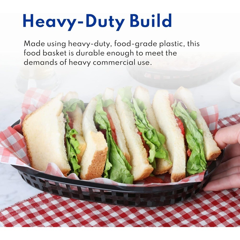 Set of 12 Red Fast Food Baskets 9.25×6 Inch Oval Serving Baskets for Parties