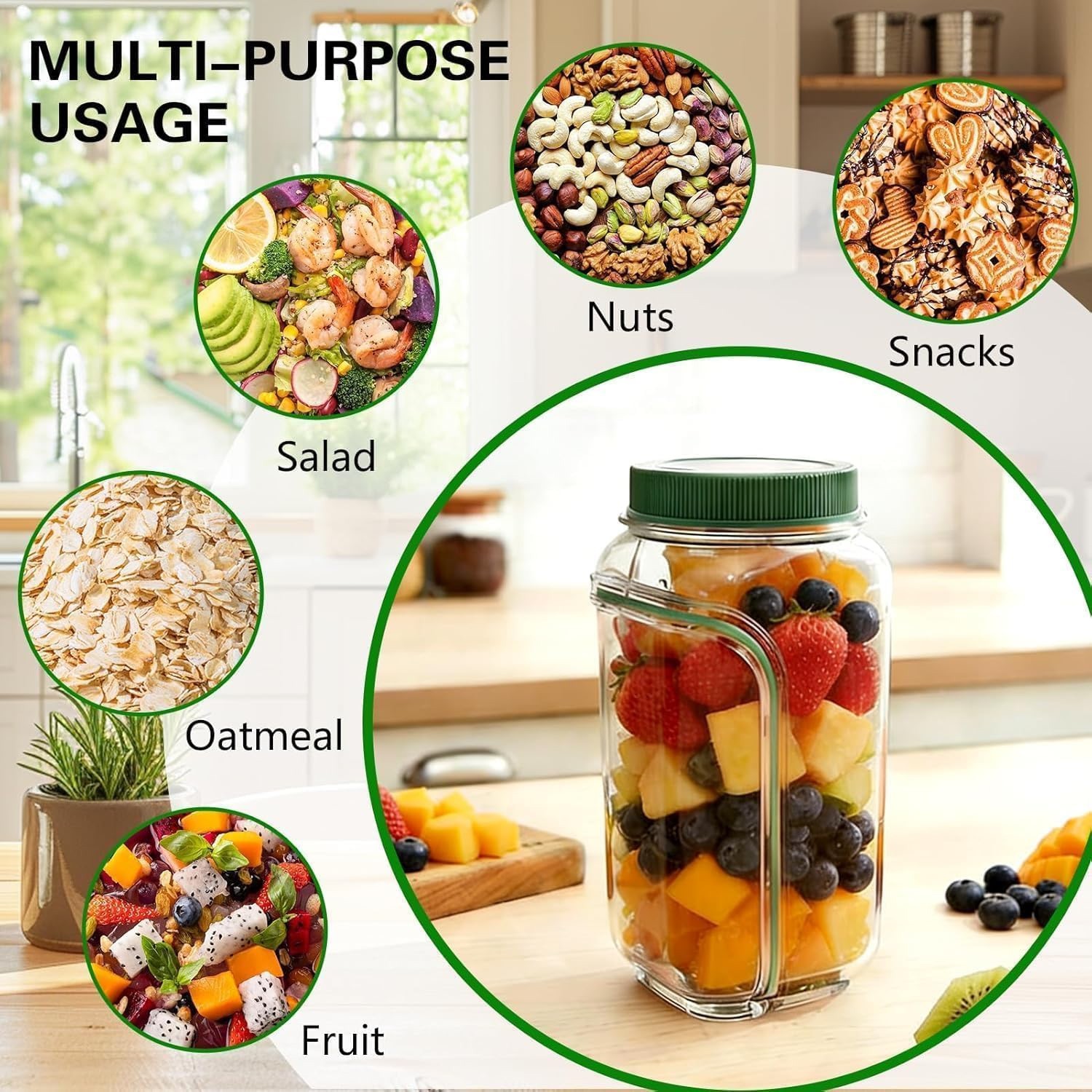 [LOT OF 2, NEW] Mason Salad Jar w/ Leakproof Dressing Compartment, Side Opening