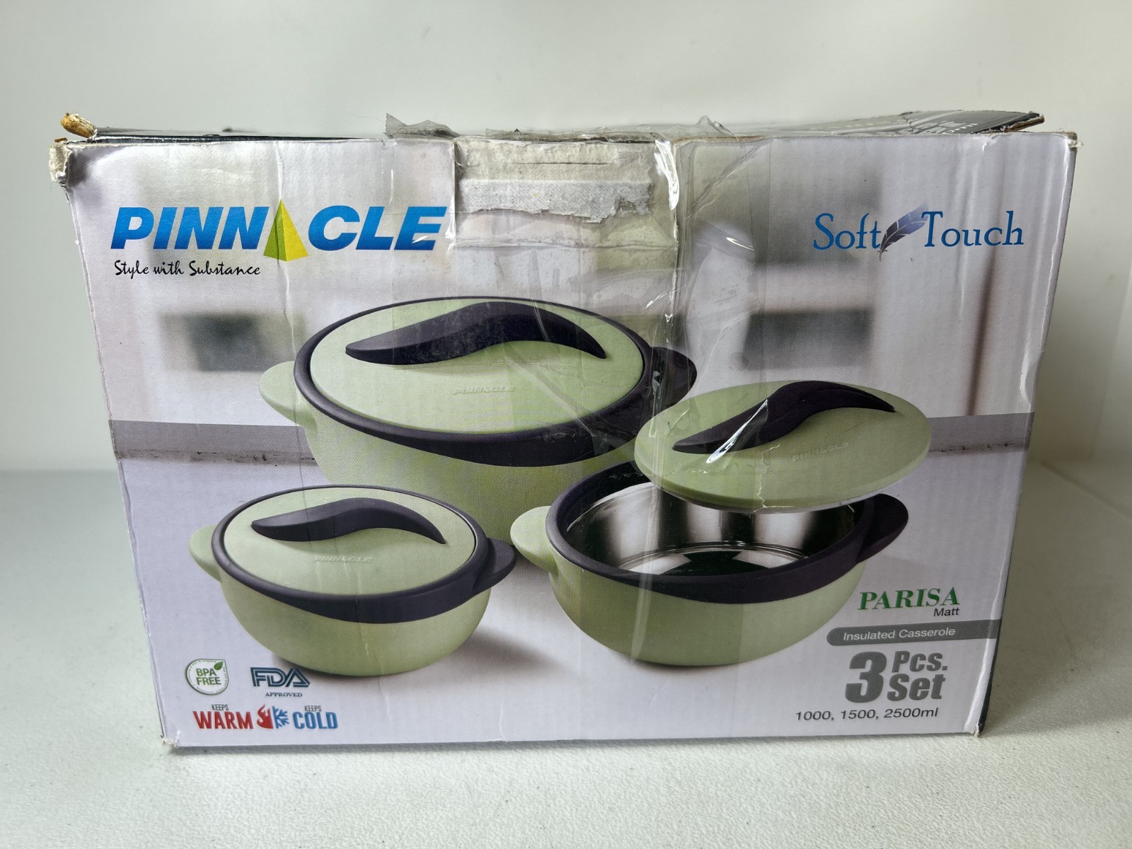 Pinnacle Parisa Soft Touch Insulated Casserole 3 PCS Set Hot Cold Container