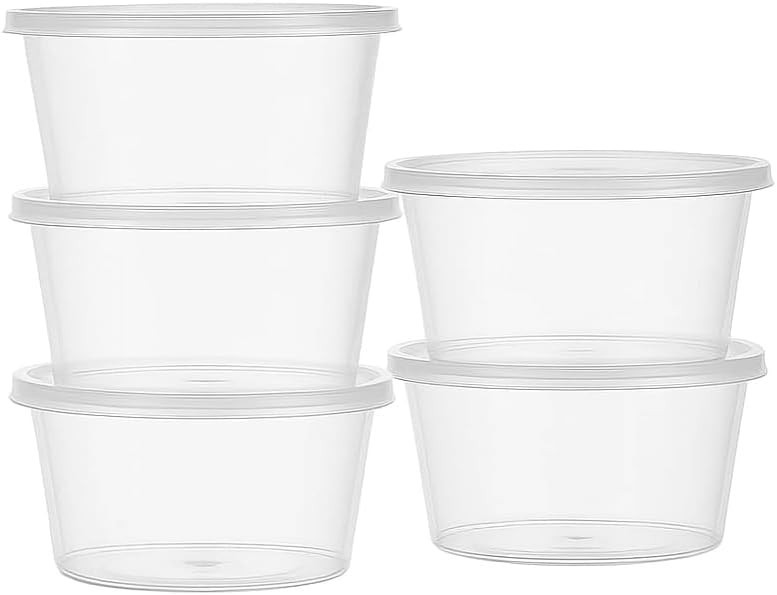16oz Clear Round Plastic Container with Lid Disposable Storage Container 72 Pcs