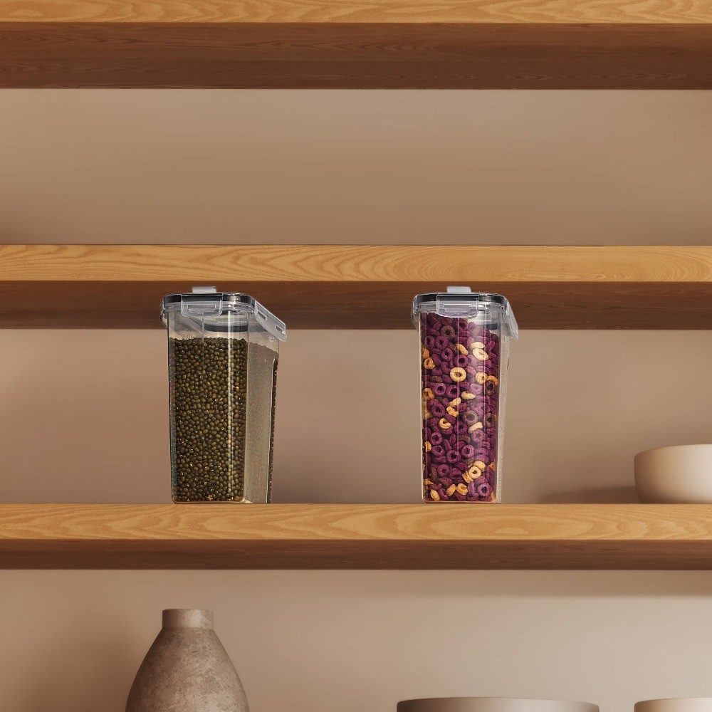 2 Pack Airtight Food Storage Dispenser Set for Beans, Pasta(2L/8.4 Cups)