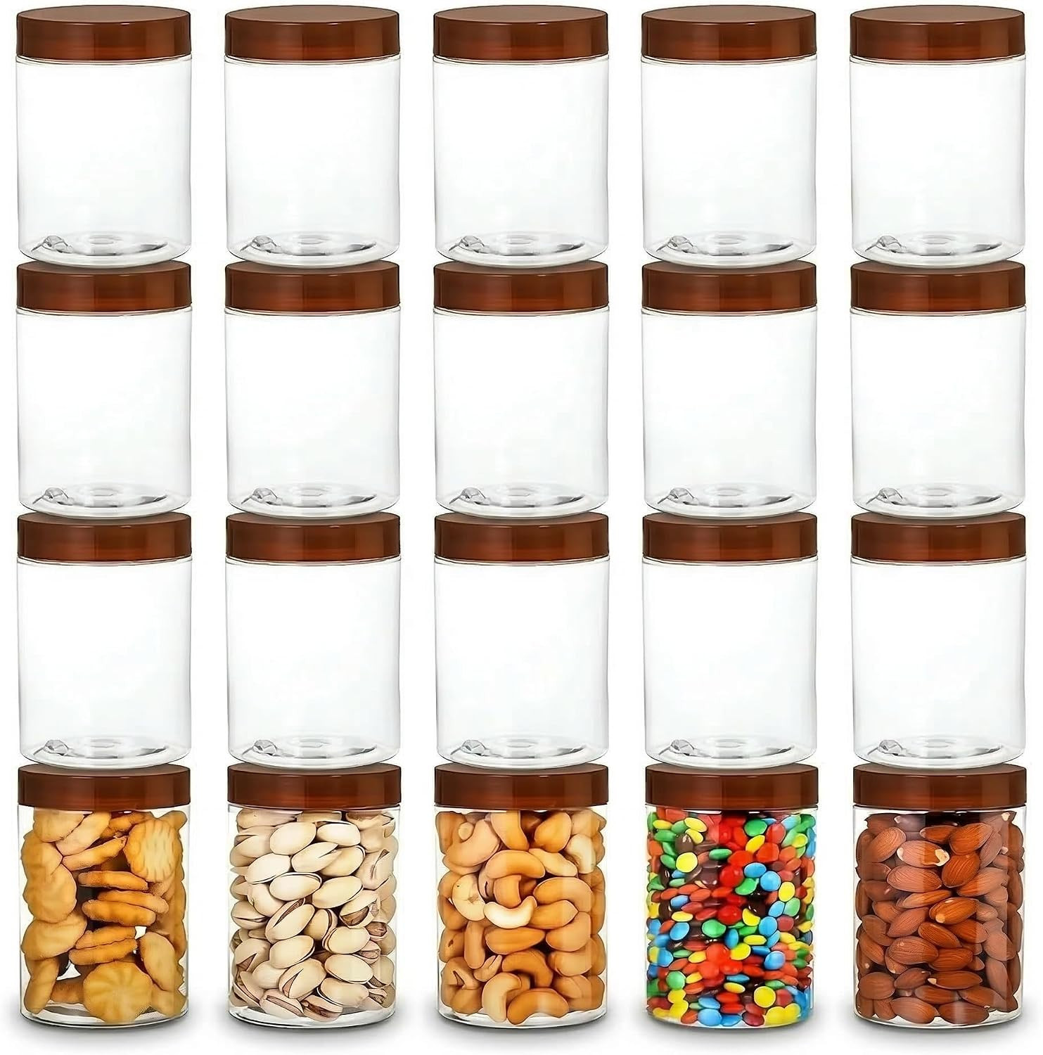 20 Pack 12 Oz Clear Wide Mouth Plastic Jars, Break-Resistant Food Grade