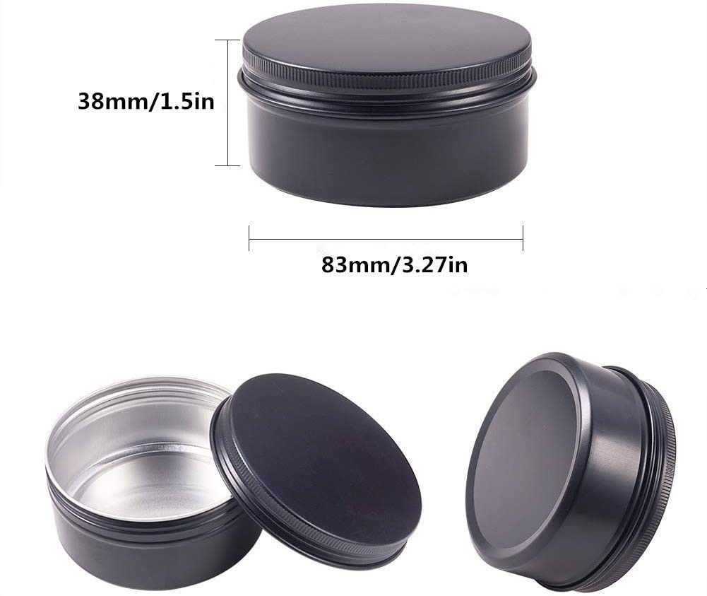 6 oz 12 Packs Black Round Aluminum Tin Cans Screw Top Metal Steel Tins Empty …