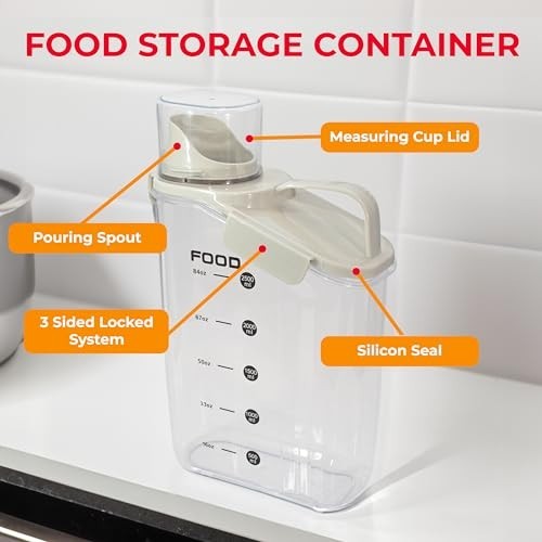 Two Pack Food & Cereal Storage Container – 2.6L Airtight Plastic Kitchen Organiz