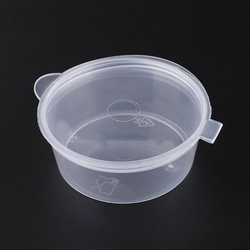 10X Small Plastic Sauce Cups Storage Containers Clear Boxes with Lid