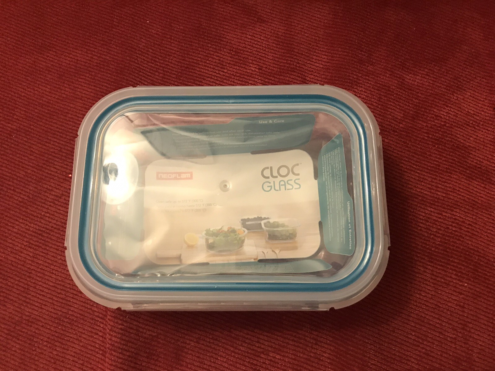 Neoflam CLOC Glass Food Storage Container w/ Airtight Lid, Clear, 12 oz