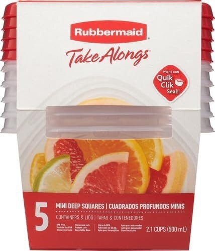 Rubbermaid 2086739 2.1 cups Clear Food Storage Container with Lids , 5 pack