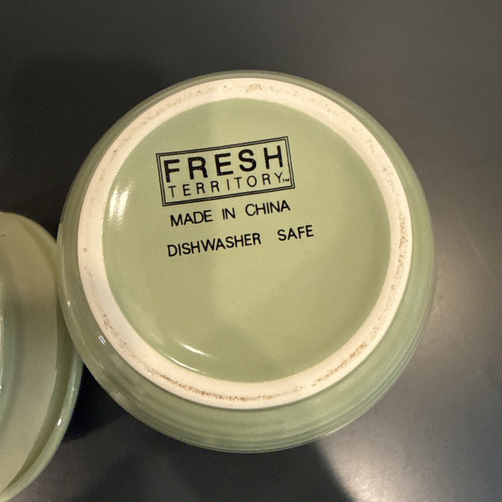 Fresh Territory Ceramic Canister Food Container Crock Sage Green 6.75” Tall