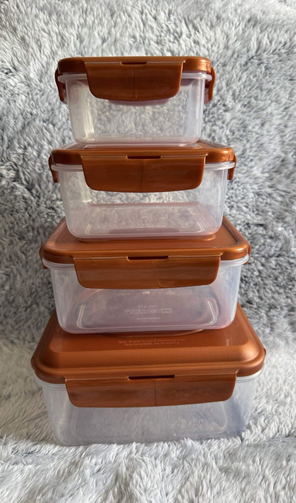 LocknLock 4 Piece Nestable Square Storage Set COPPER largest w/ handle – NEW