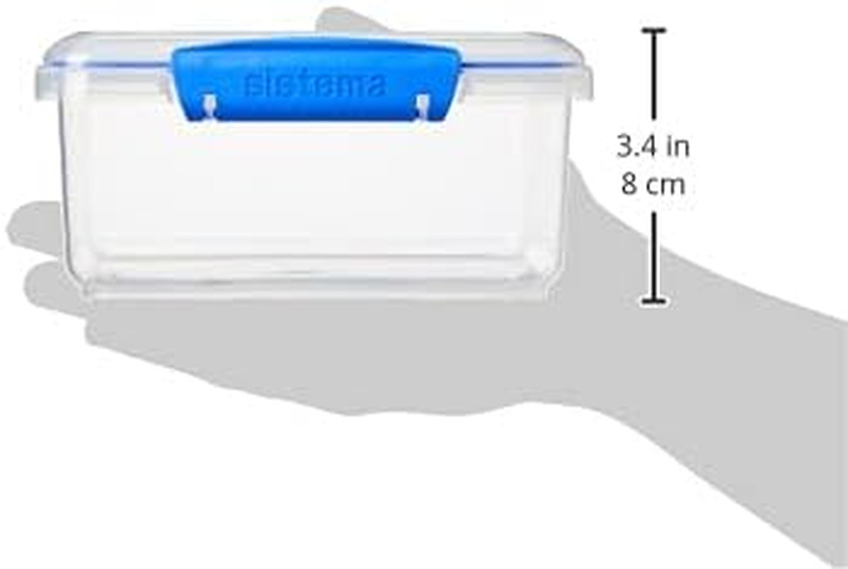 KLIP IT Rectangular Collection Food Storage Container, 33.8 oz./1.0 L, Clear/Blu