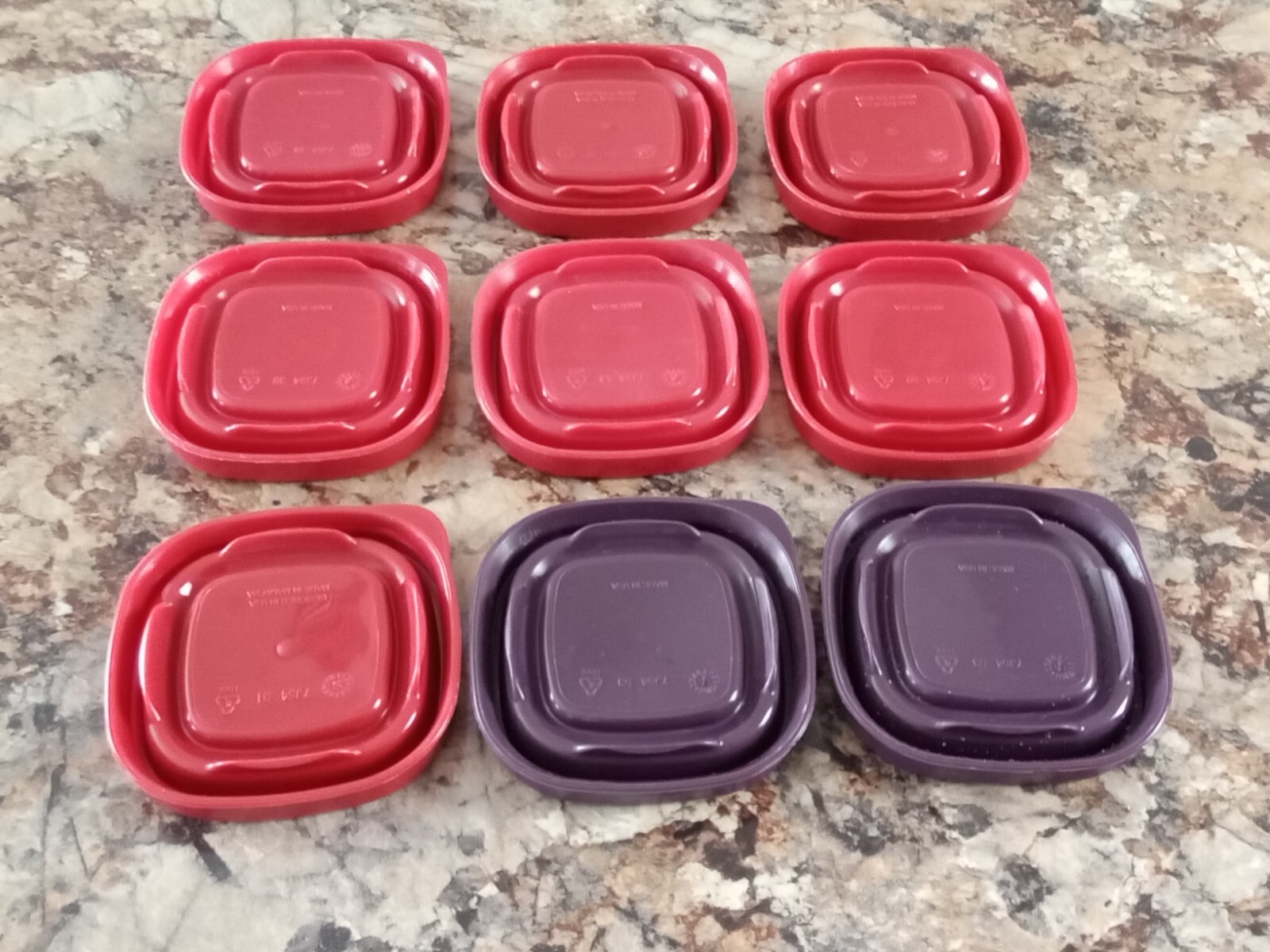 Rubbermaid 7J54 Lids Only Replacement 7 Red 2 Purple Lot of 9