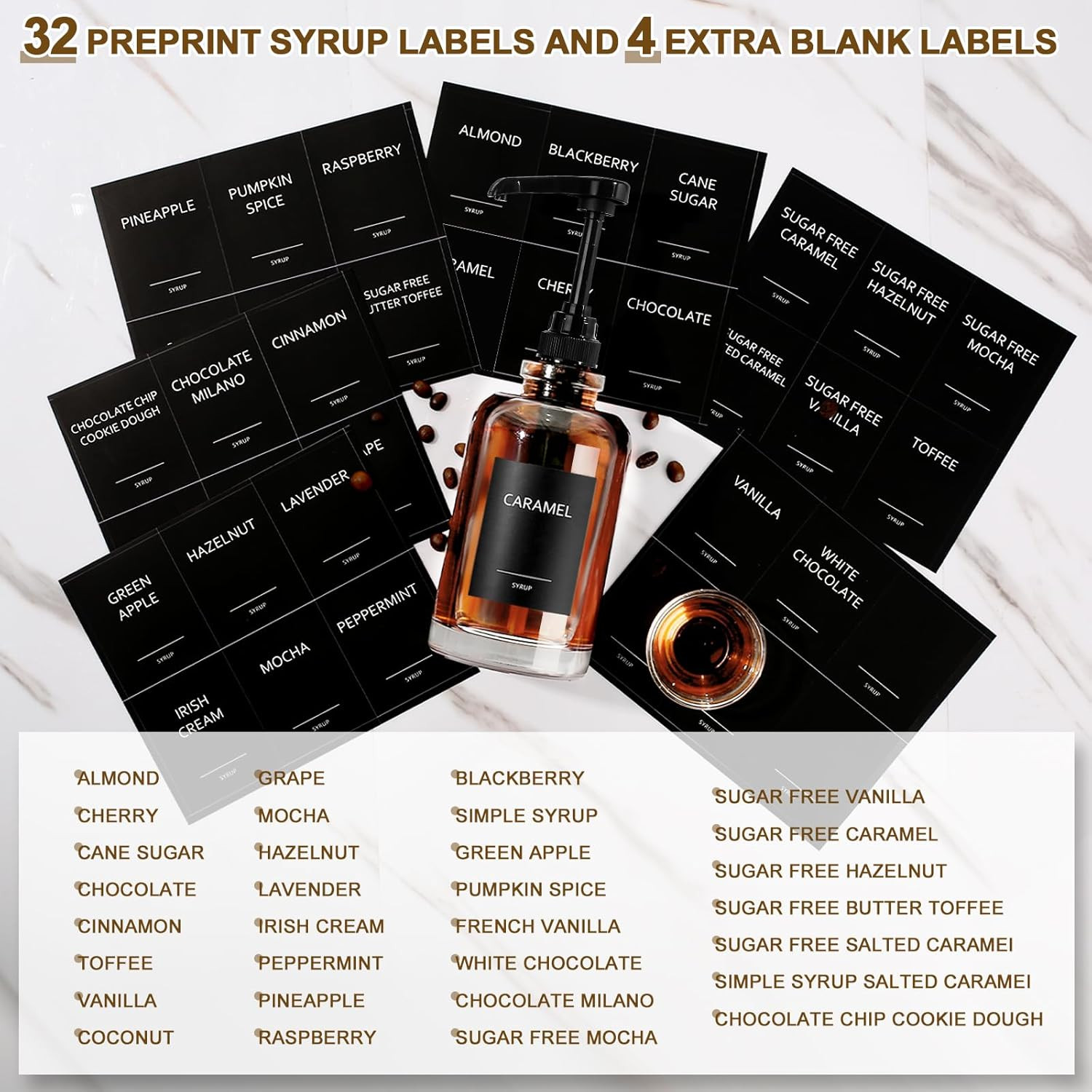 Coffee Bar Accessories, Syrup Dispenser with 1/4Oz Large Capacity Pump – Glass P