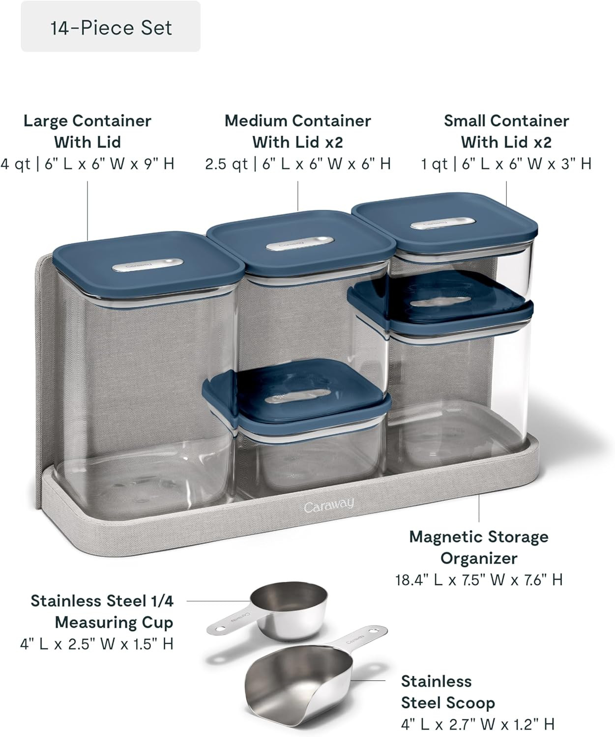 14-Piece BPA-Free Glass Food Storage Containers – Airtight & Stackable Navy Set