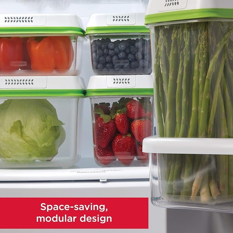 FreshWorks Produce Saver Food Storage Containers 8-Piece Set Fresher Produce New