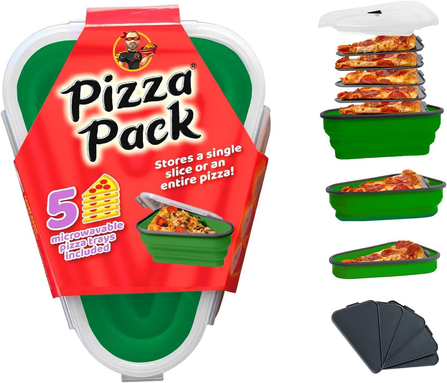 Reusable Pizza Storage Container with 5 Microwavable Serving Trays – Bpa-Free