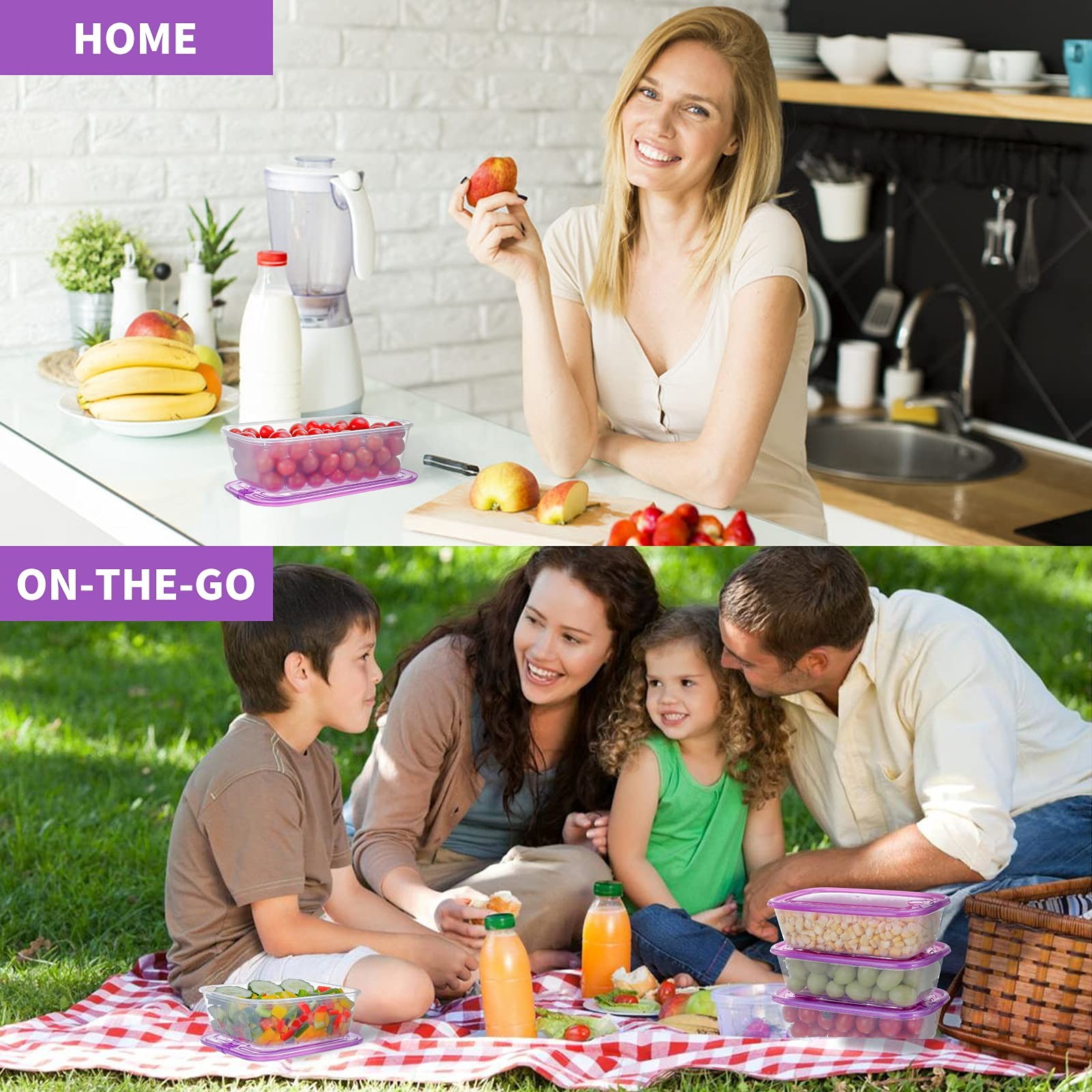 Plastic Food Containers, Snap-on Lids, BPA-Free, Vented & Microwave Safe for …