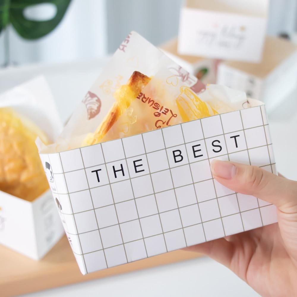 50 Pack Paper Take Out Containers,Mini Burger Boxes,Sandwich Take Out Boxes w…