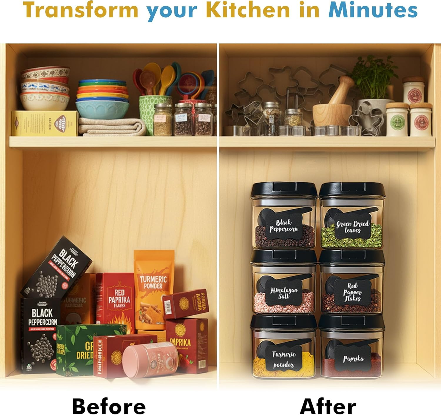 6 PC Airtight Food Storage Containers + 6 Spoons Included – BPA Free Plastic Sna