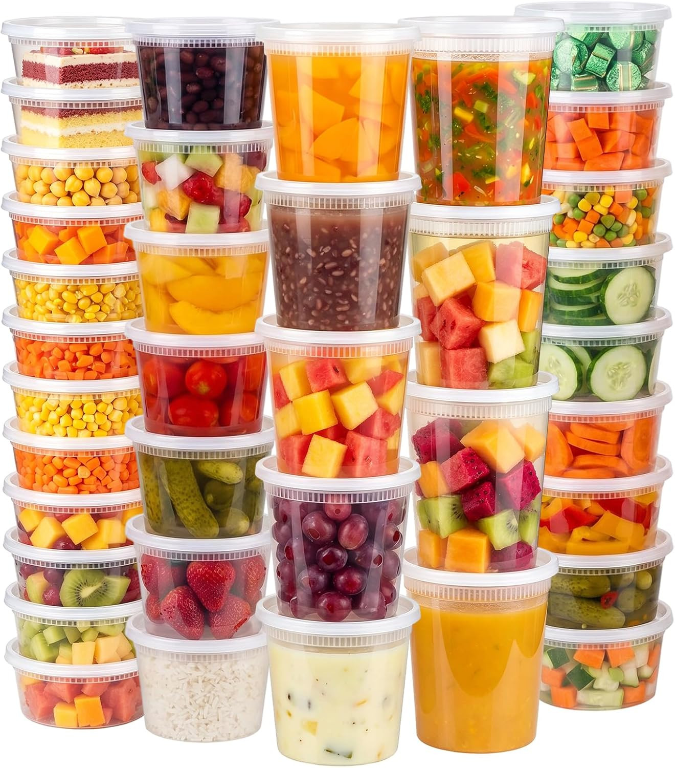 60 Leakproof Deli Containers with Lids – 5 Sizes, BPA Free, Microwave Safe