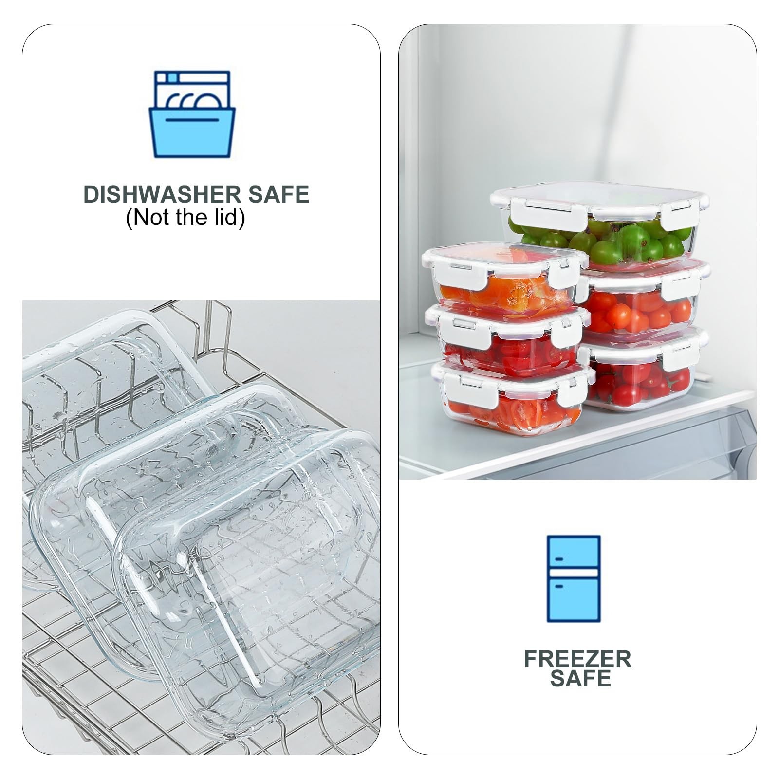 10 Pack Glass Food Storage Containers, Meal Prep Containers with Lids, Airtig…