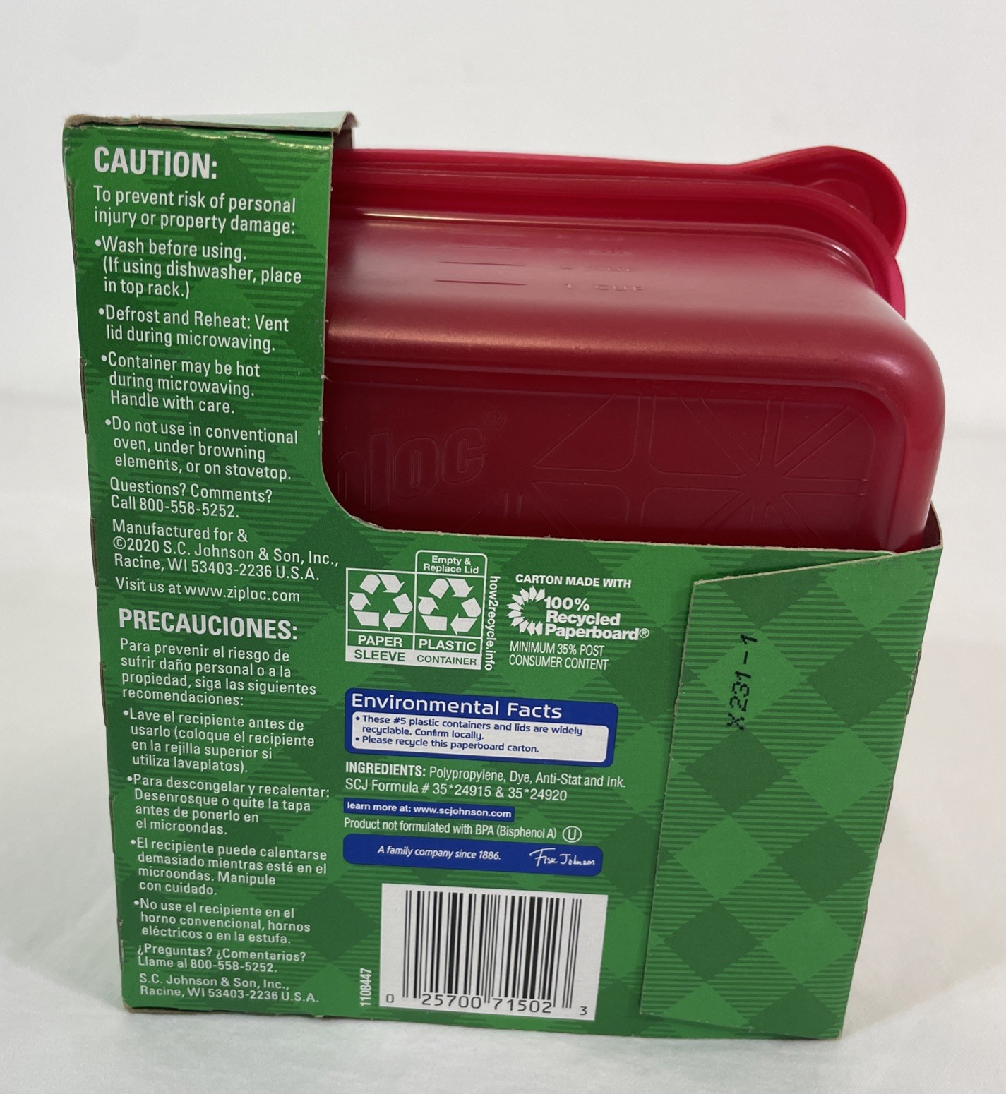 Ziploc Limited Edition Holiday Red Medium Square Containers With Lids 3 Count