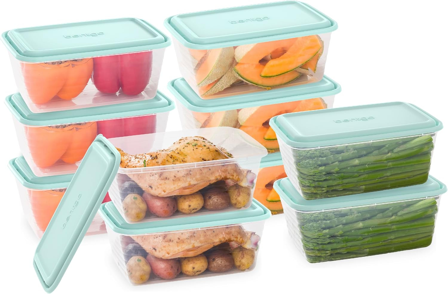 Prep 20-PC Deep-Dish Storage Containers Extra-Large 8-Cup Capacity Meal Reusable